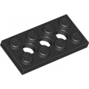 Technic plaat 2x4 met 3 gaten Black